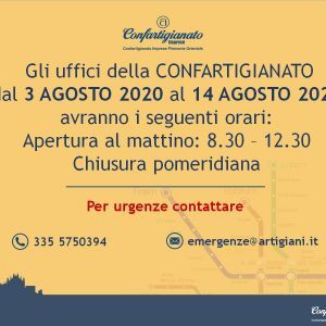 Uffici aperti solo al mattino fino al 17 agosto: il numero e la mail per le emergenze