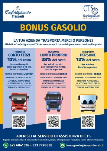 Bonus gasolio autotrasporto, contatta CTS per la tua domanda