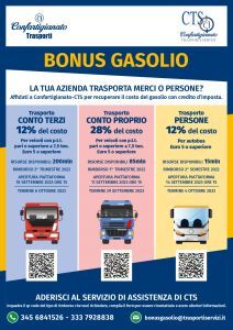 Bonus gasolio autotrasporto, contatta CTS per la tua domanda