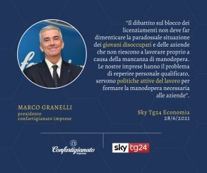 Granelli a SkyTg24: "La manodopera qualificata è introvabile"