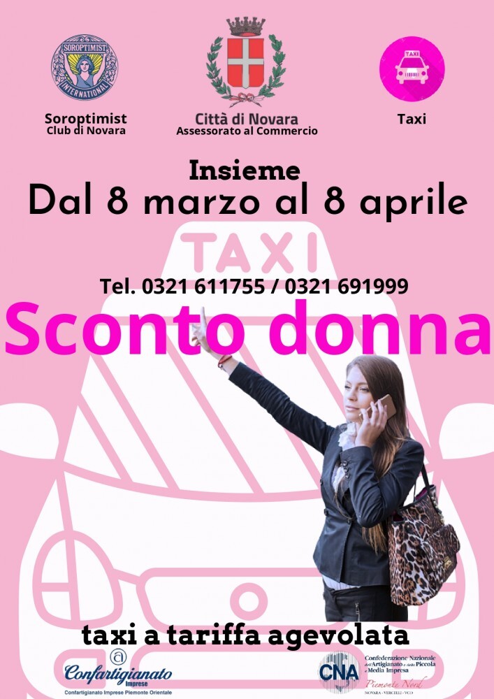 TAXI-ROSA / Tariffa con lo sconto di tre euro fino all'8 aprile. Convenzione firmata da Confartigianato