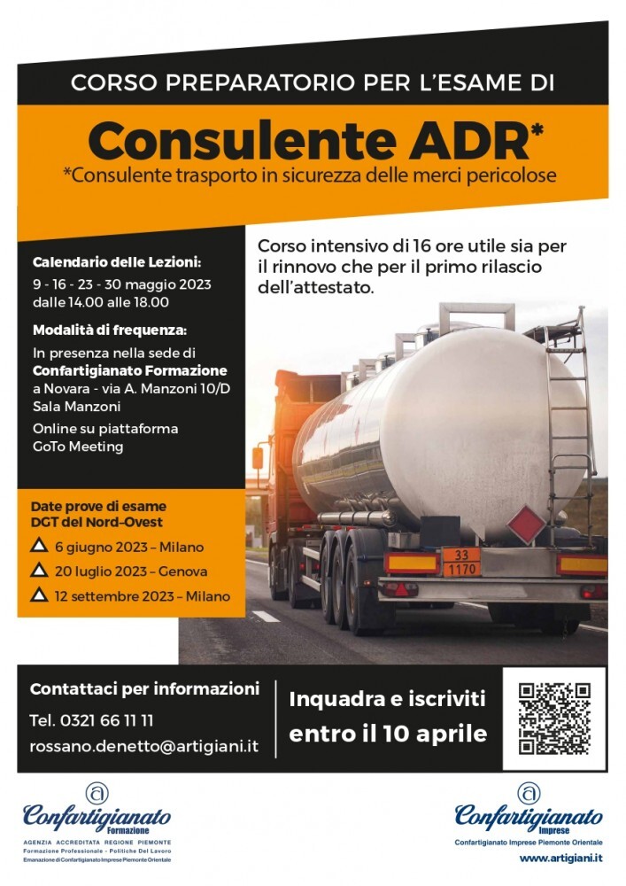 Consulente ADR - Iscrizioni al corso di preparazione agli esami