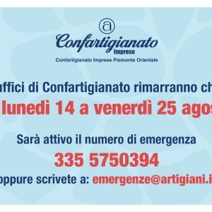 Uffici chiusi per ferie dal 14 al 25 agosto. Qui trovi i recapiti per le emergenze