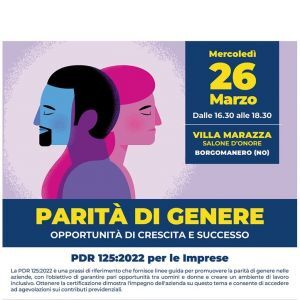 "Parità di genere: opportunità di crescita e di successo": convegno a Borgomanero mercoledì 26 marzo
