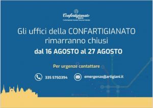 Chiusura uffici dal 16 al 27 agosto: si riapre il 30. Ecco numero di telefono e mail per le emergenze