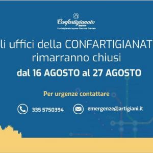 Chiusura uffici dal 16 al 27 agosto: si riapre il 30. Ecco numero di telefono e mail per le emergenze