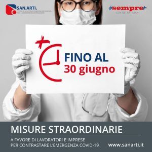 Misure straordinarie COVID di San.Arti prorogate fino a giugno