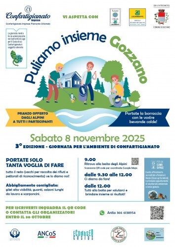 "Puliamo insieme Gozzano": torna l'8 novembre la Giornata per l'Ambiente di Confartigianato