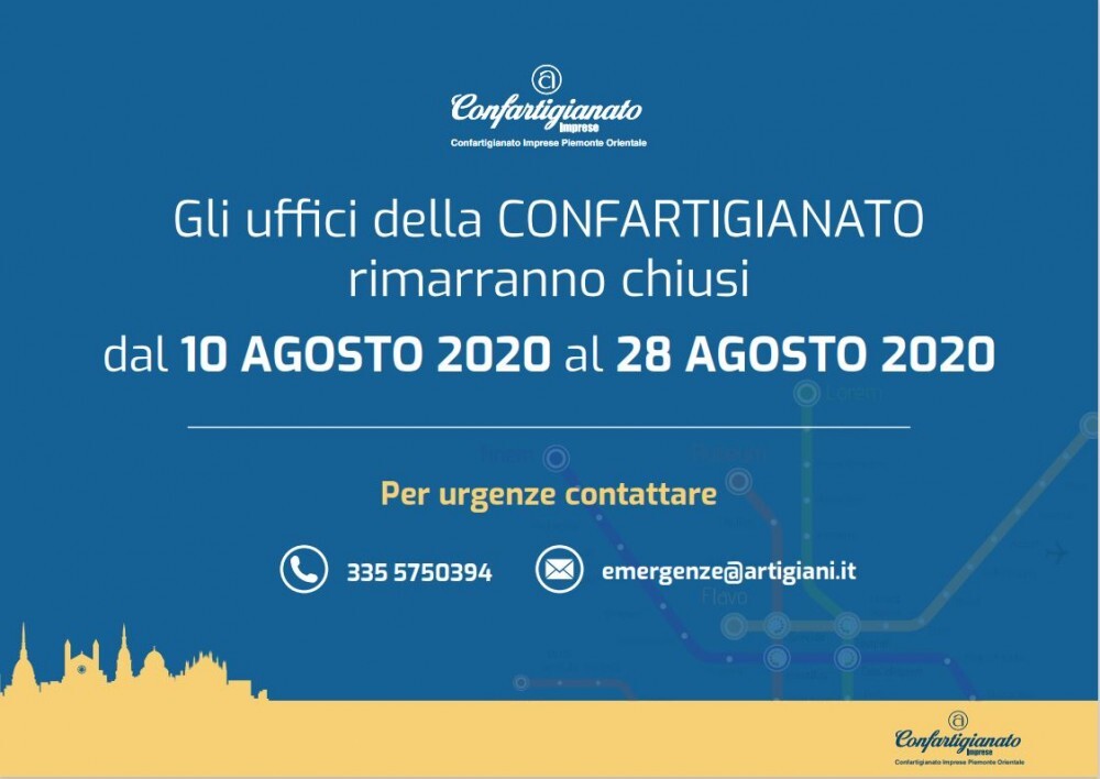 Uffici aperti solo al mattino fino al 17 agosto: il numero e la mail per le emergenze