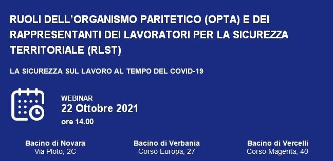 Sicurezza al tempo del Covid: partecipa al webinar dell'Opta il 22 ottobre