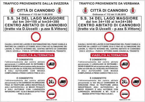 Statale 34 a Cannobio: si raccolgono segnalazioni per richiedere le deroghe allo stop dei mezzi pesanti