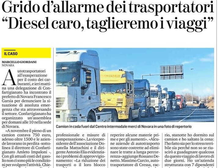 Vertenza autotrasporto - Delegazione di Confartigianato dal prefetto di Novara 