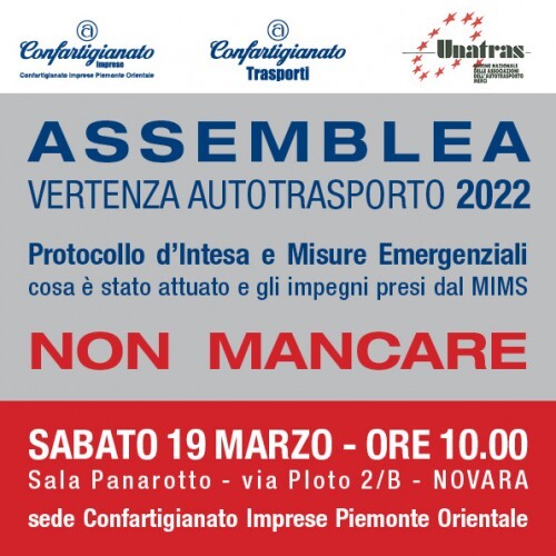 Vertenza autotrasporto - Aggiornamenti e assemblea del 19 marzo a Novara